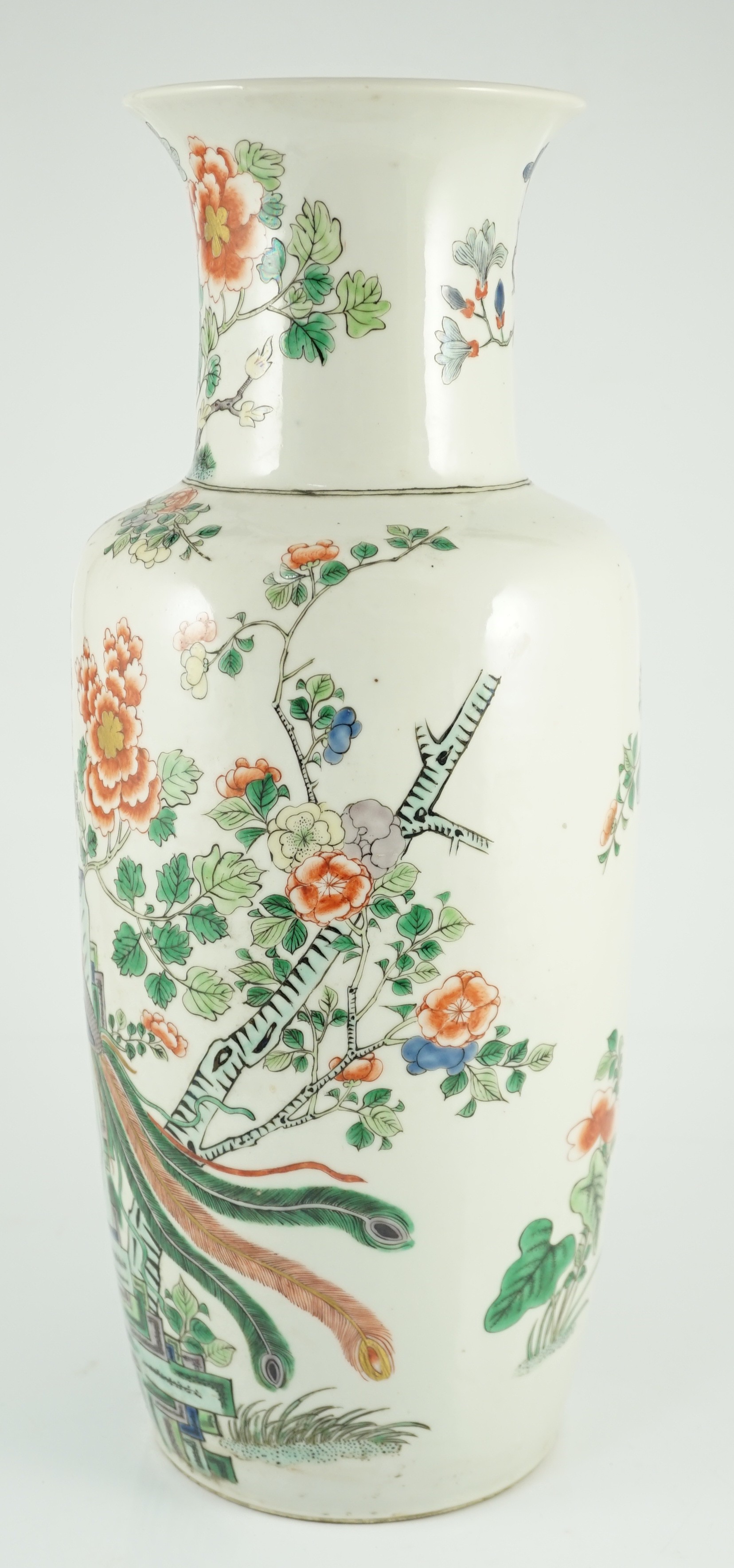 A Chinese famille verte vase baluster vase, late 19th century, 36cm high